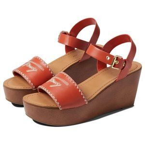 Tommy Hilfiger New without Box Walalei Orange Branded Wedge Heel Sandals Size 9